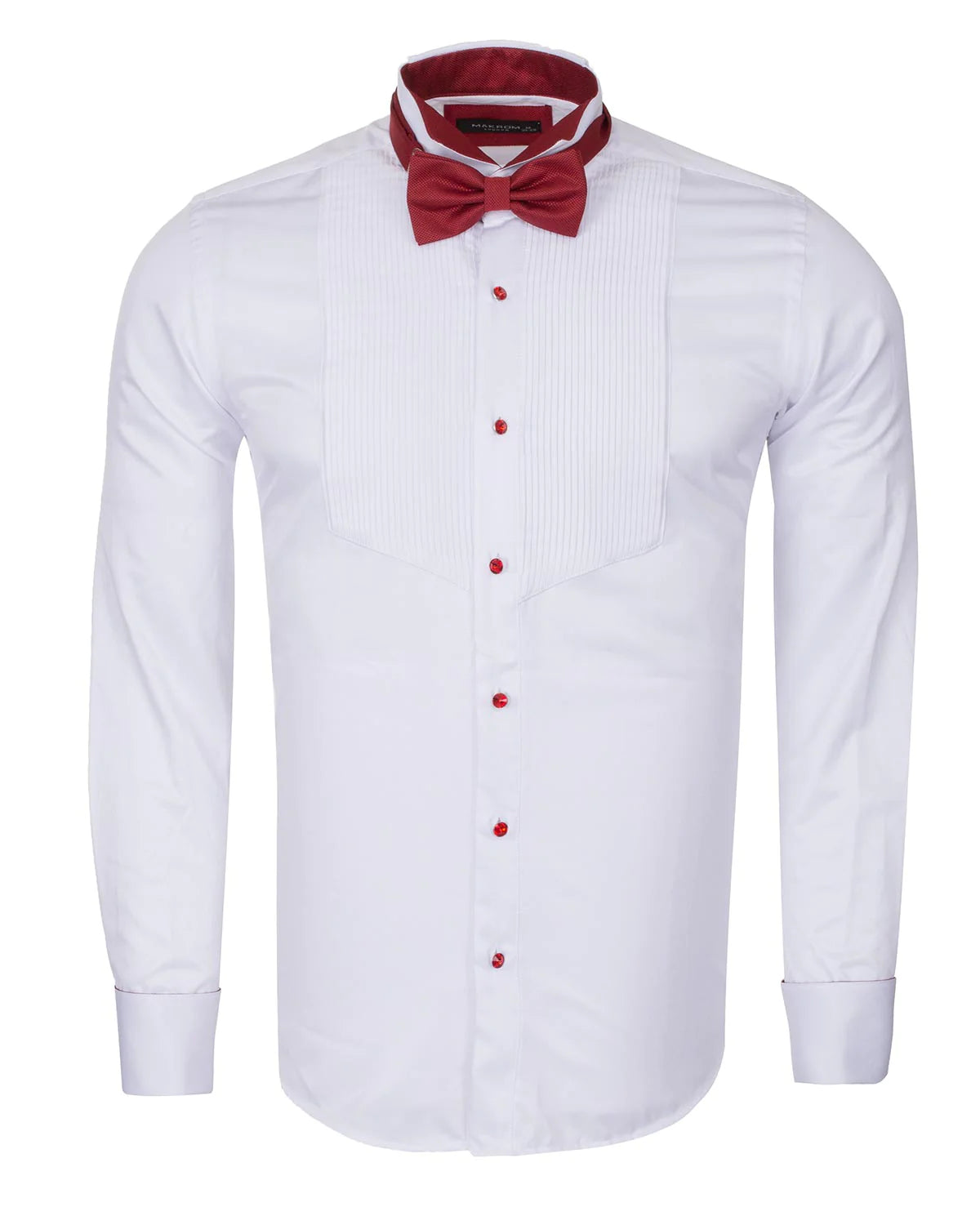 MAKROM-RED FANCY DRESS LONG SLEEVE BOW TIE SHIRT