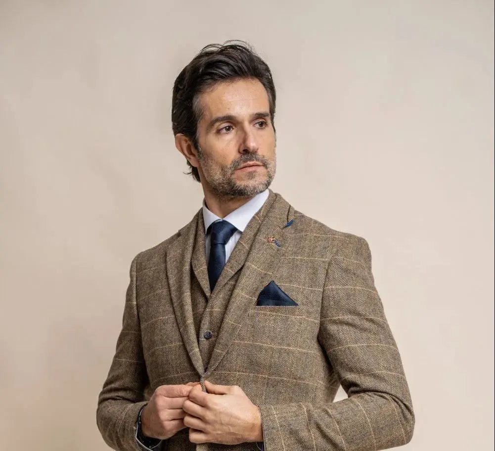 HOUSE OF CAVANI Albert Brown Tweed Check Suit