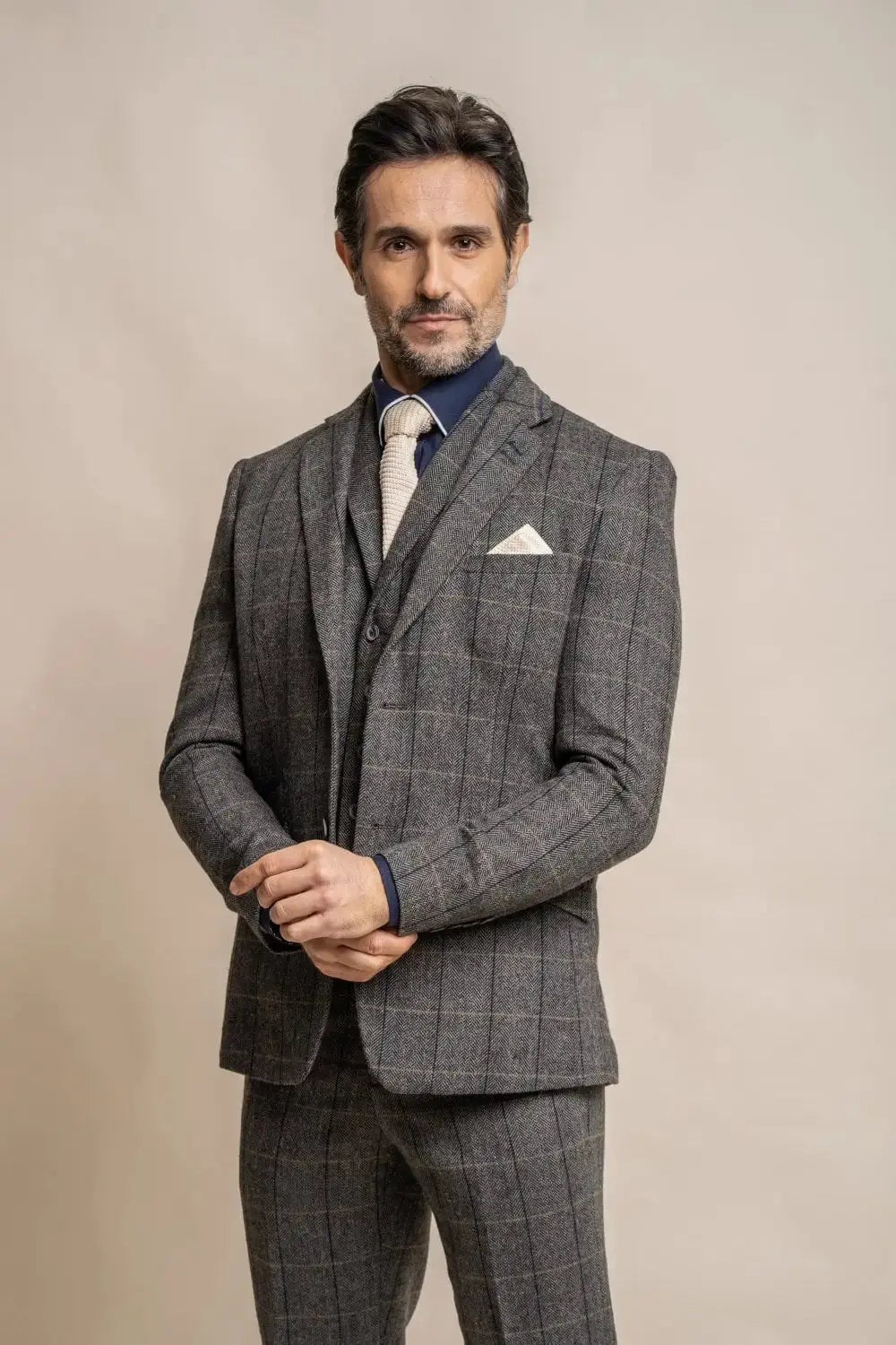 HOUSE OF CAVANI Albert Grey Tweed Check Suit