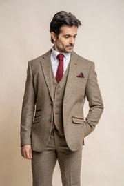 HOUSE OF CAVANI: Gaston Sage Tweed Three Piece Suit