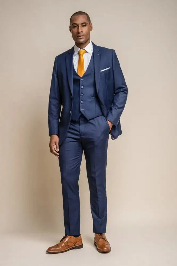 HOUSE OF CAVANI: Jefferson Navy Slim Fit Three Piece Suit