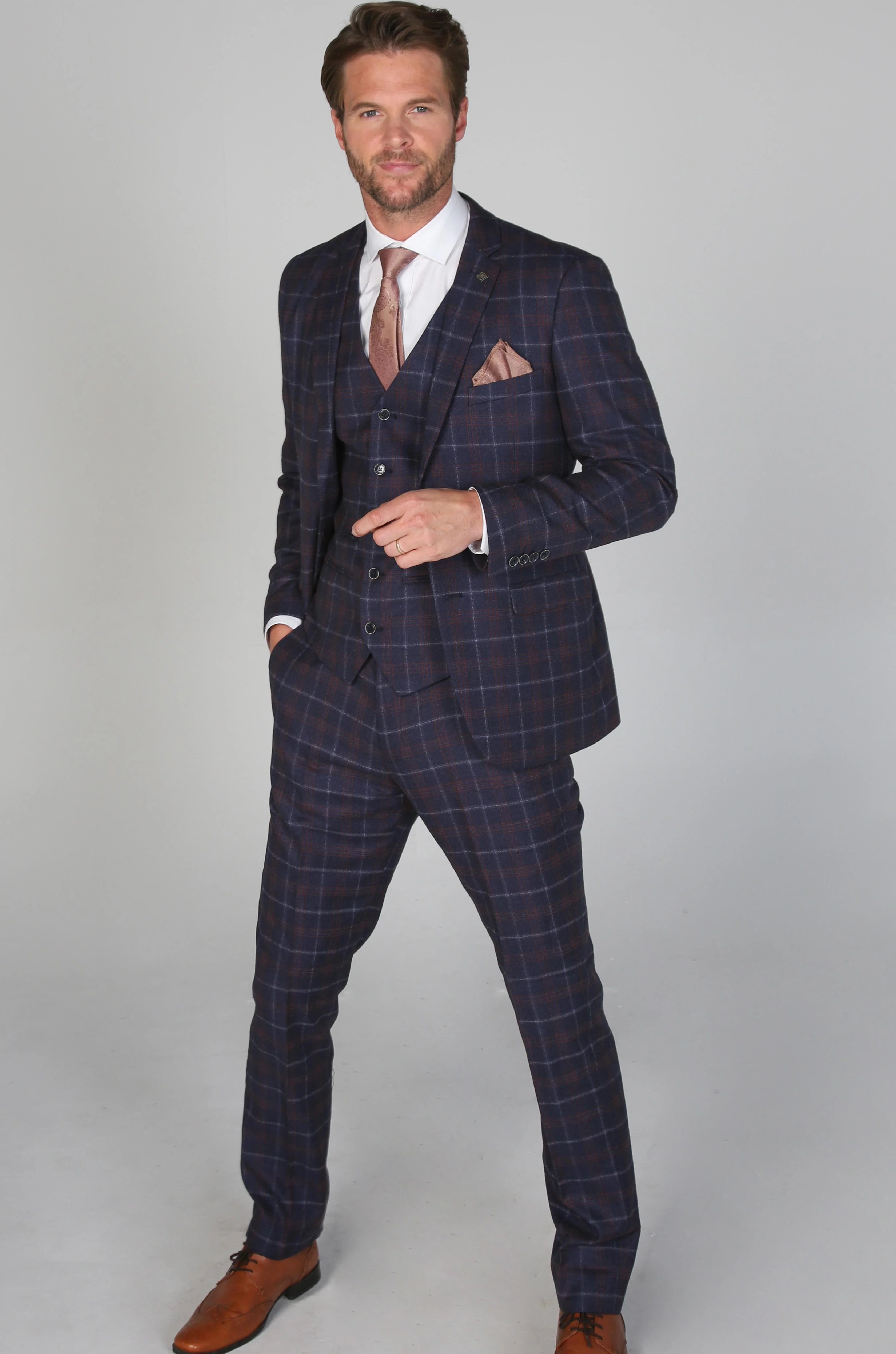 Paul Andrew  -Kenneth Navy Men's Three Piece Suit