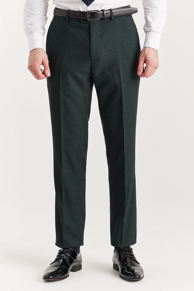 Regent Olive Check Three Piece Suit