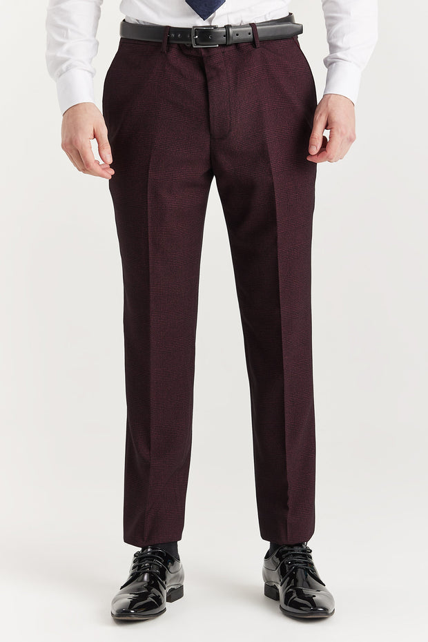 Regent Wine Check Three Piece Suit