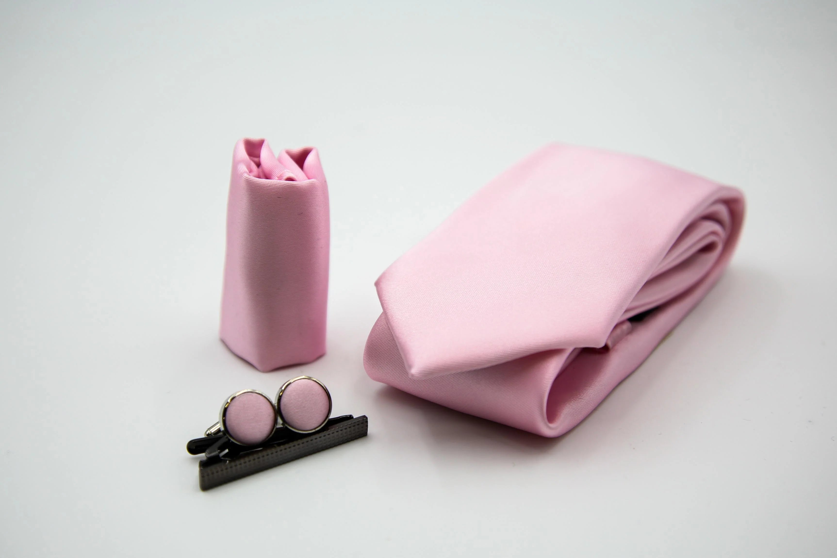 Paul Andrew - Pink Plain Satin Tie Set