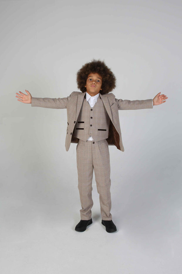 Paul Andrew Children - Device - Boy's Holland Beige Three Piece Suit