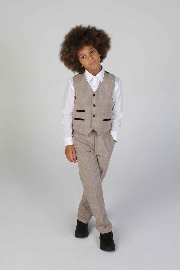 Paul Andrew Children - Device - Boy's Holland Beige Three Piece Suit