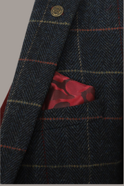 ETON-NAVY BLUE TWEED CHECK THREE PIECE SUIT