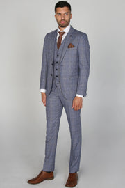 Paul Andrew  Viktor Blue Men's Three Piece Suit