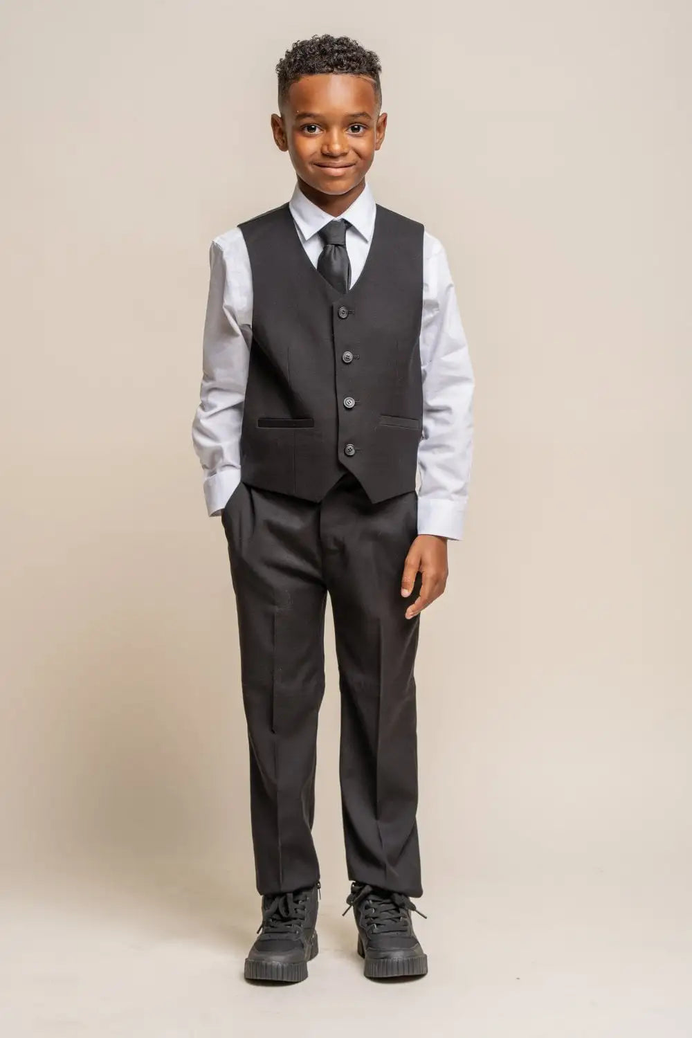 HOUSE OF CAVANI Marco Boys Black Three Piece Suit