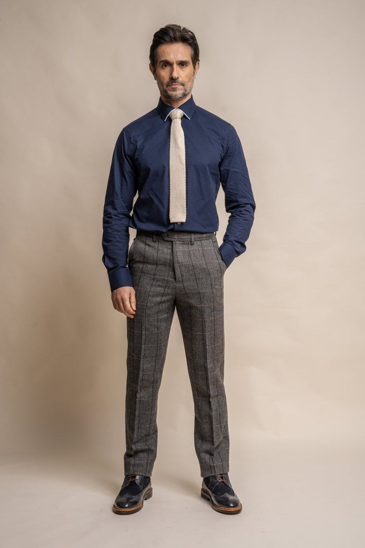 HOUSE OF CAVANI ALBERT GREY LONG TWEED CHECK SUIT