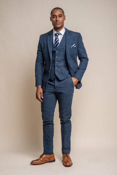 HOUSE OF CAVANI CARNEGI NAVY SHORT TWEED CHECK SUIT