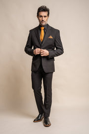 HOUSE OF CAVANI MARCO BLACK LONG THREE PIECE SLIM FIT SUIT