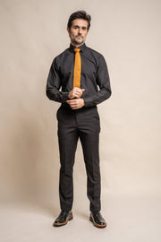 HOUSE OF CAVANI MARCO BLACK LONG THREE PIECE SLIM FIT SUIT