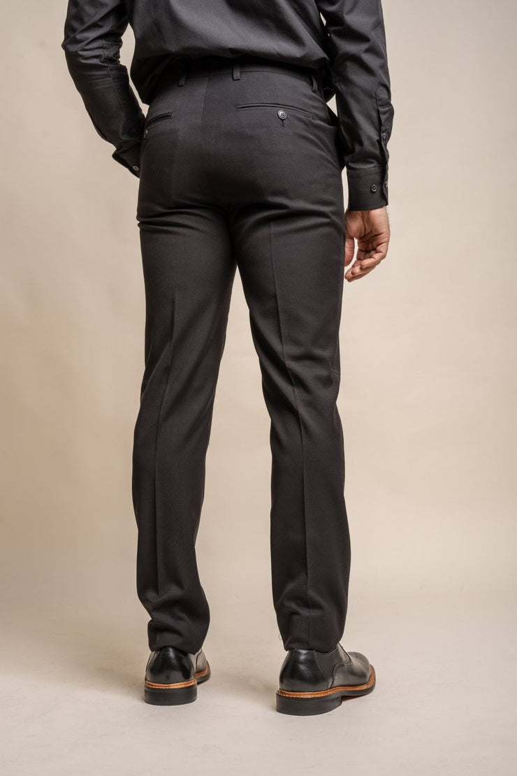 HOUSE OF CAVANI MARCO BLACK LONG THREE PIECE SLIM FIT SUIT