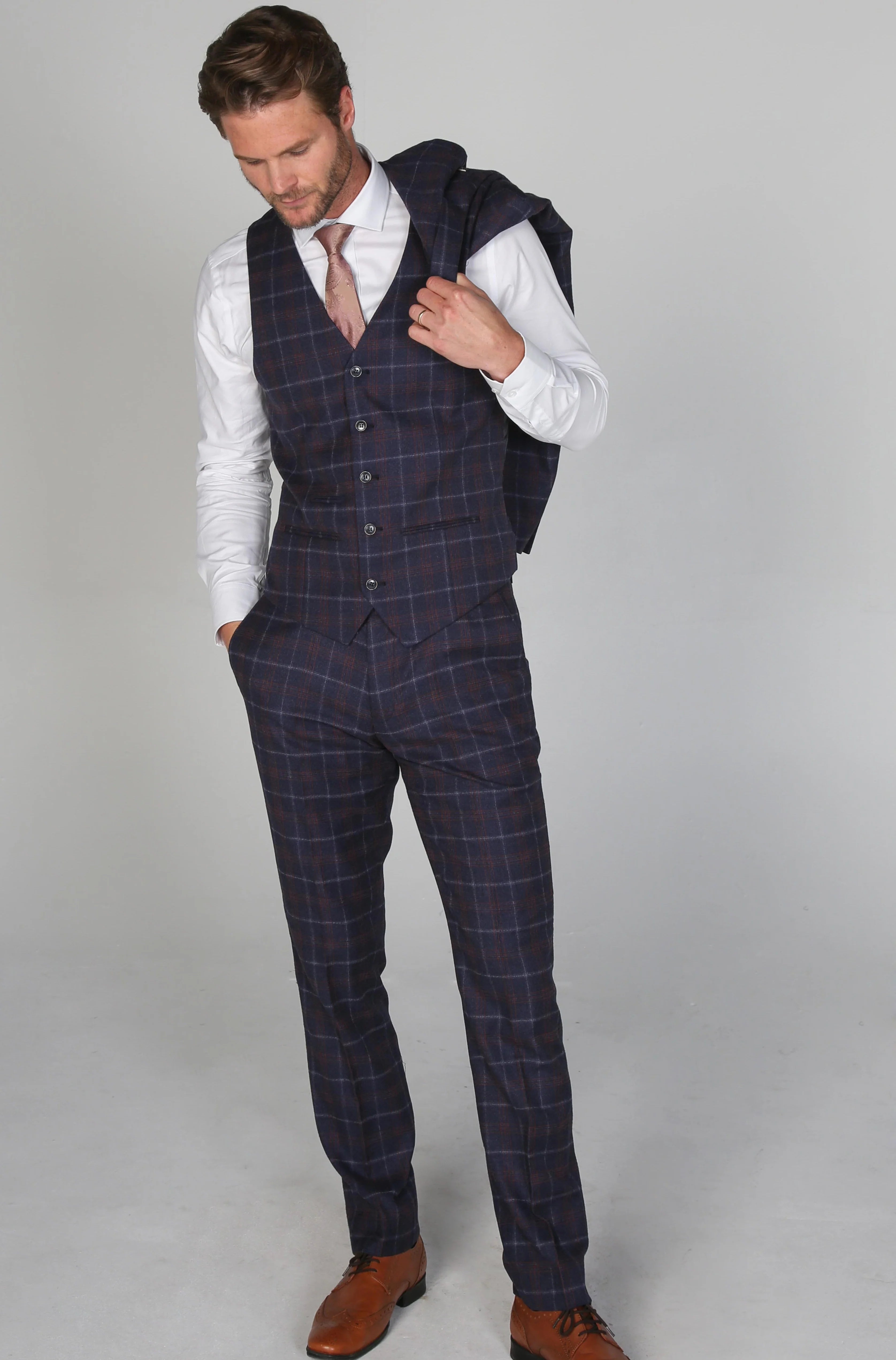 Paul Andrew  -Kenneth Navy Men's Three Piece Suit