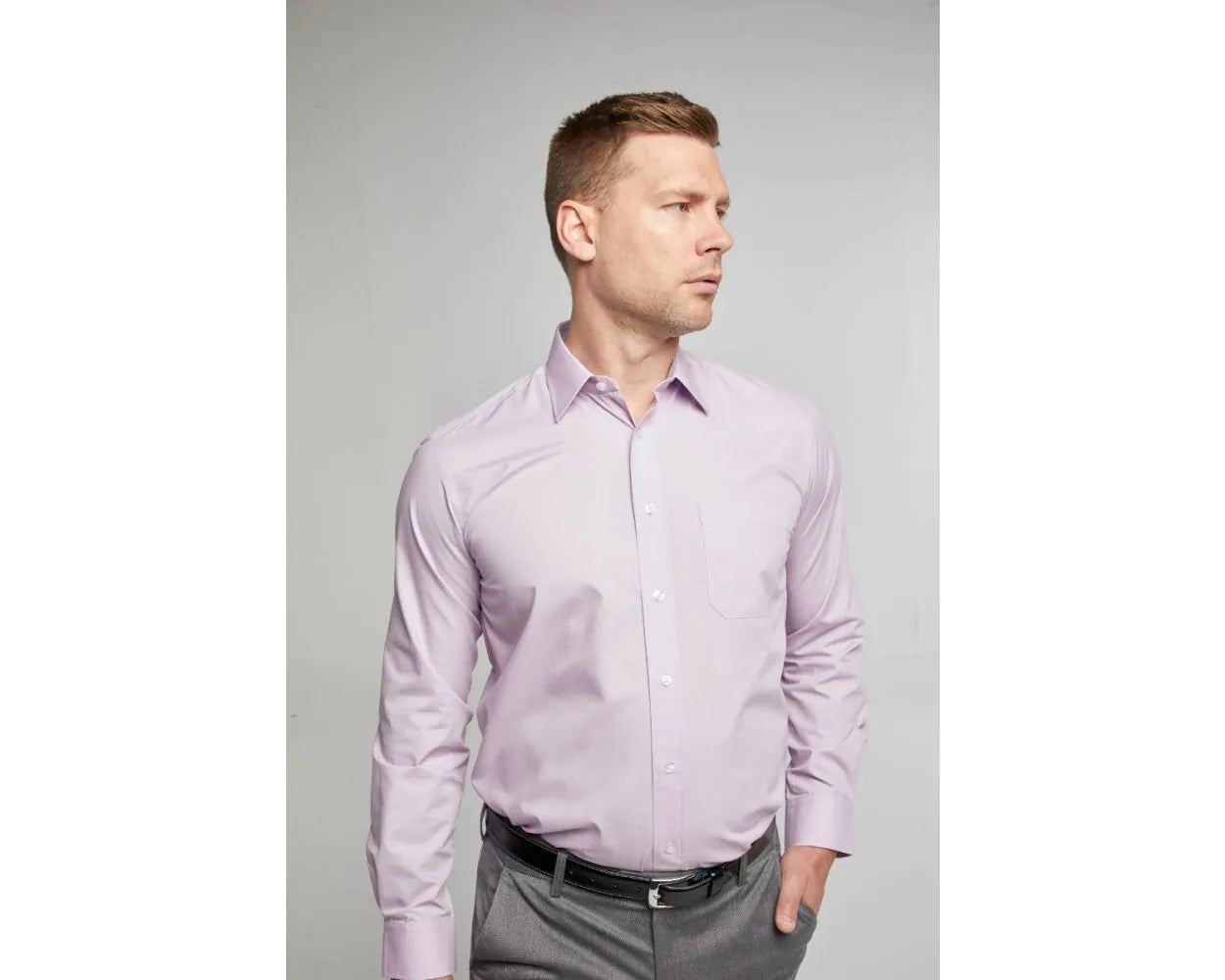 DOUBLE TWO LILAC CLASSIC EASY CARE LONG SLEEVE SHIRT