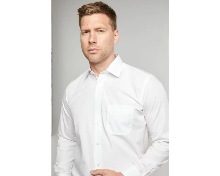 DOUBLE TWO WHITE CLASSIC EASY CARE LONG SLEEVE SHIRT